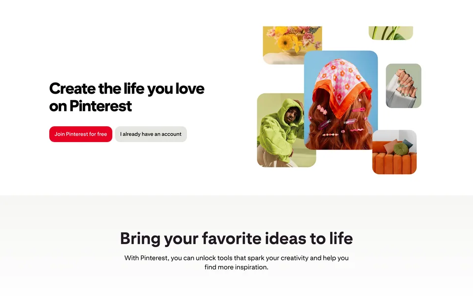 Screenshot of the Pinterest website (pinterest.com)