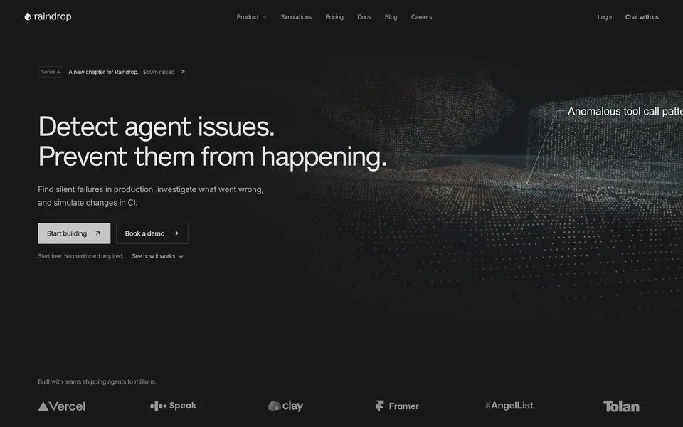 Screenshot of the Raindrop website (raindrop.ai)