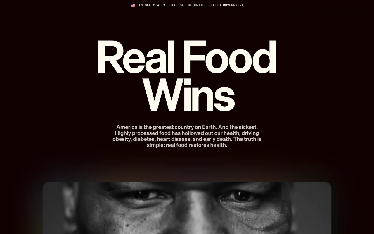 Screenshot of the Real Food website (realfood.gov)