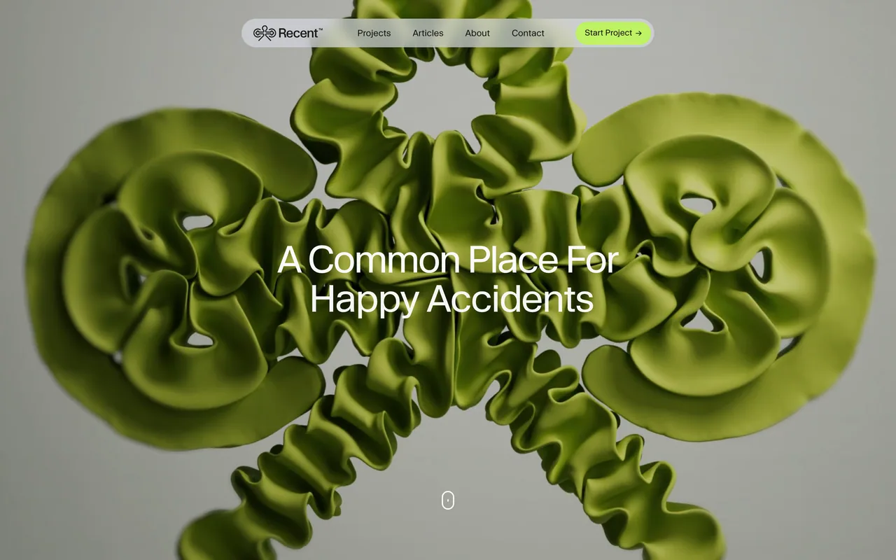 Screenshot of the Recent website (recent.co)