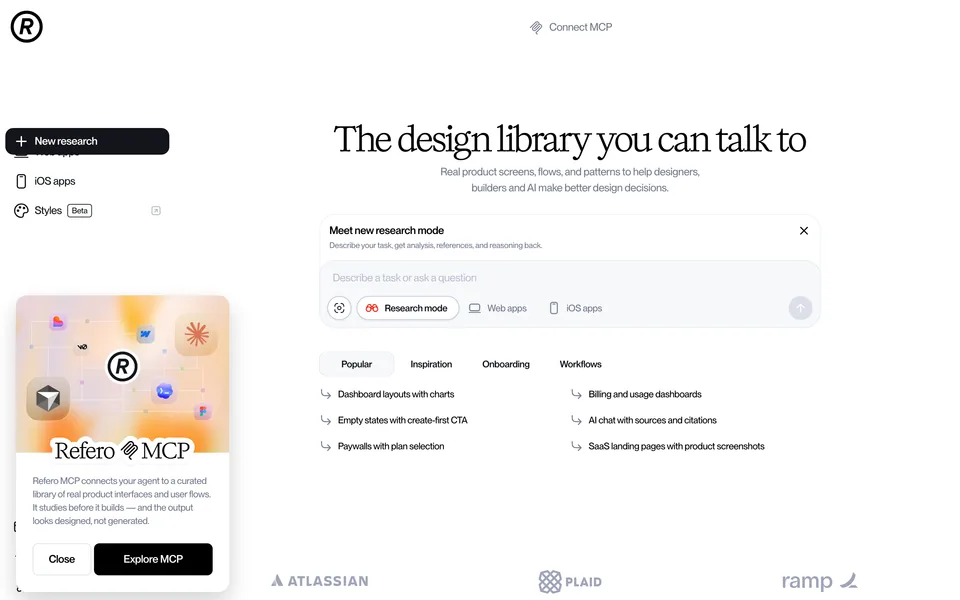Screenshot of Refero