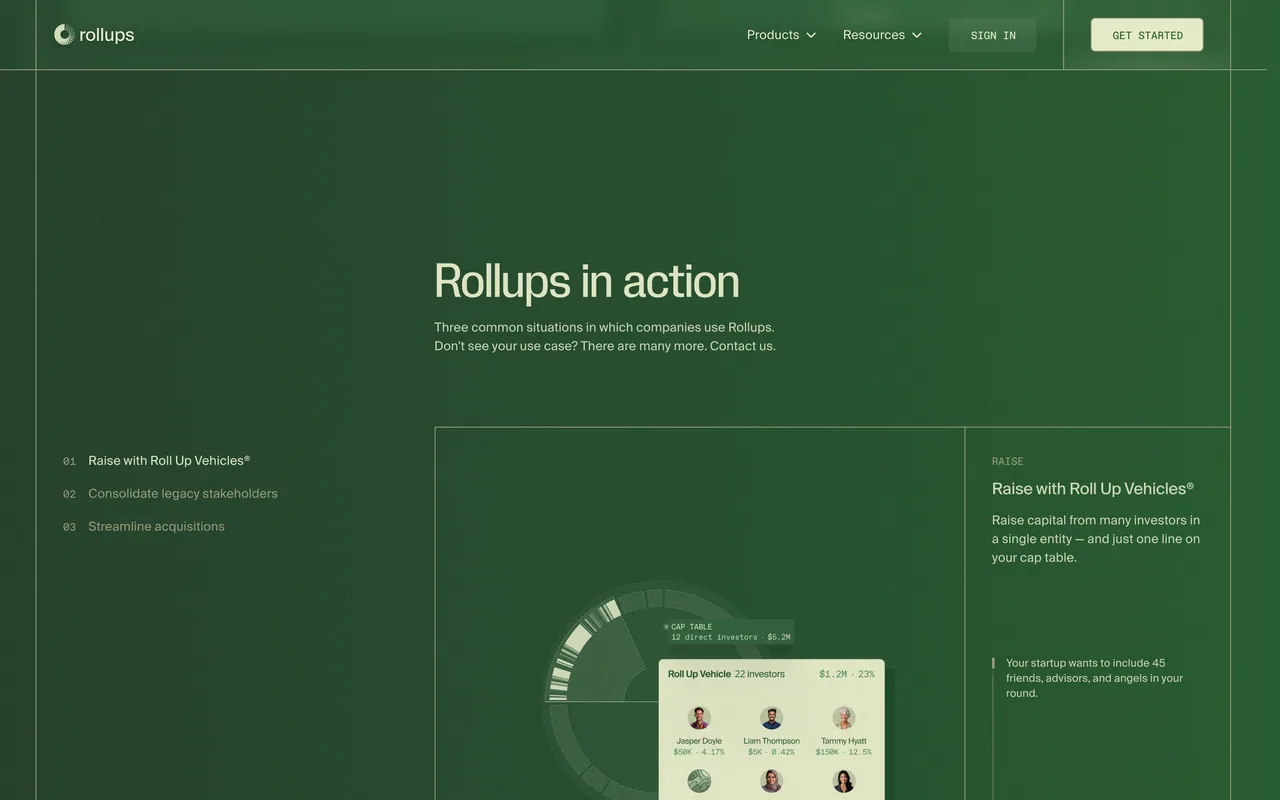 Screenshot of the Rollups website (rollups.com)