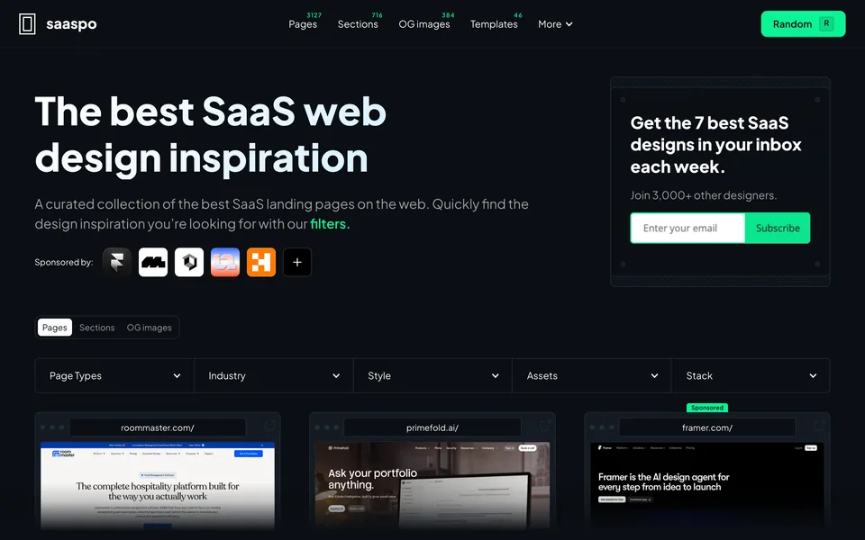 Screenshot of the Saaspo website (saaspo.com)