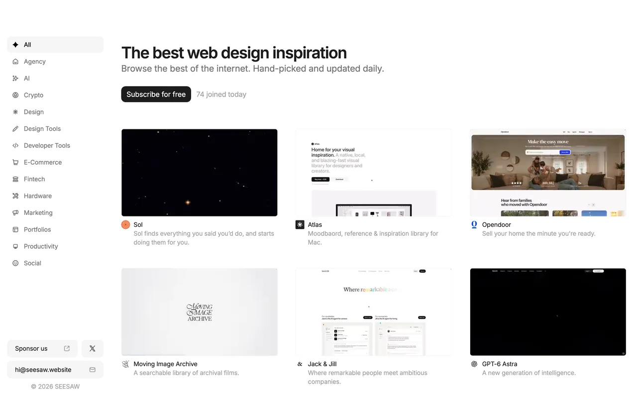 Screenshot of the SEESAW website (seesaw.website)