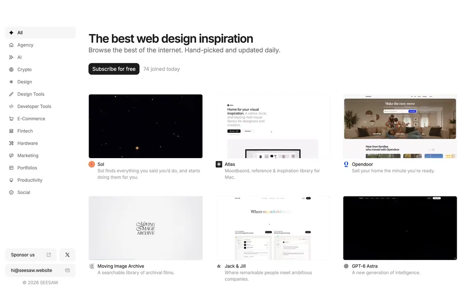 Screenshot of the SEESAW website (seesaw.website)