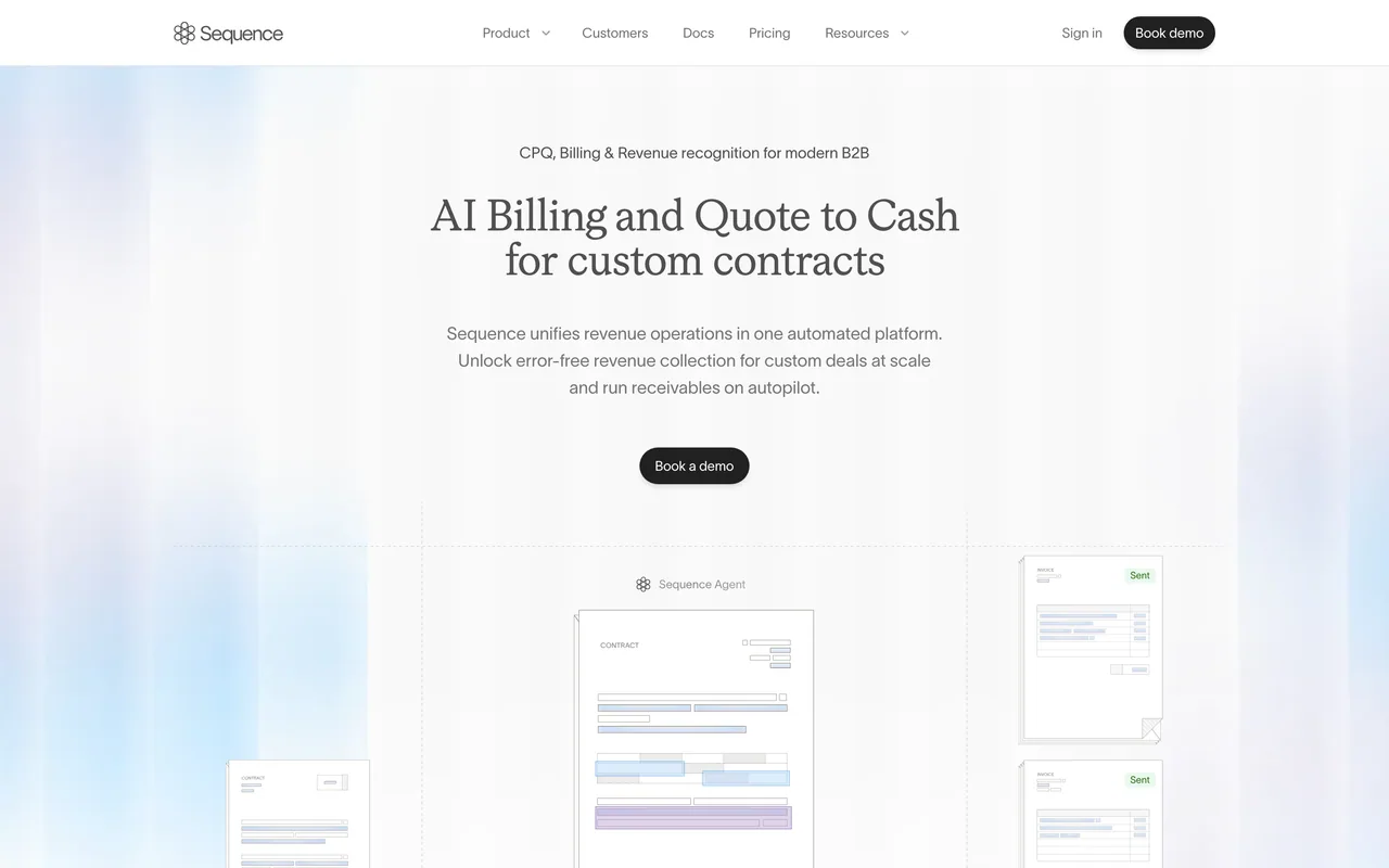 Screenshot of the Sequence website (sequencehq.com)