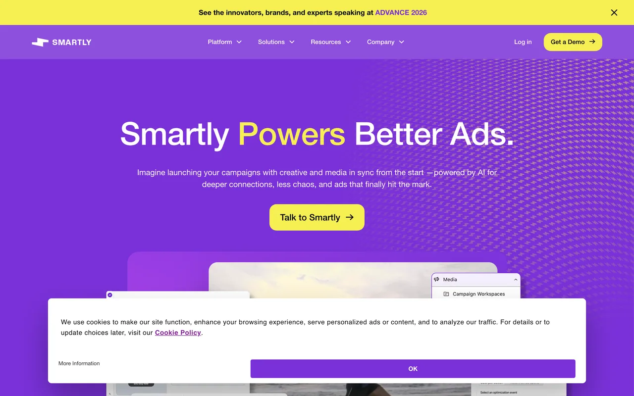 Screenshot of the Smartly website (smartly.io)
