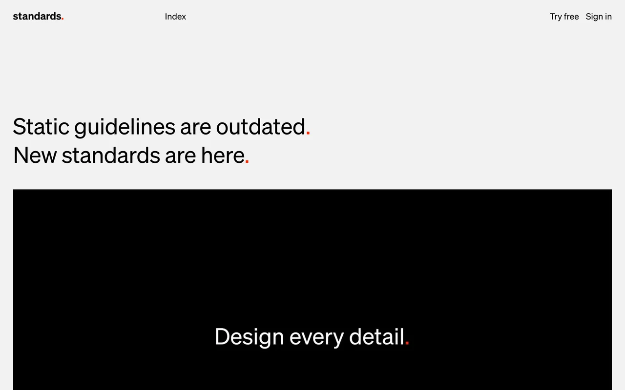 Screenshot of the Standards website (standards.site)