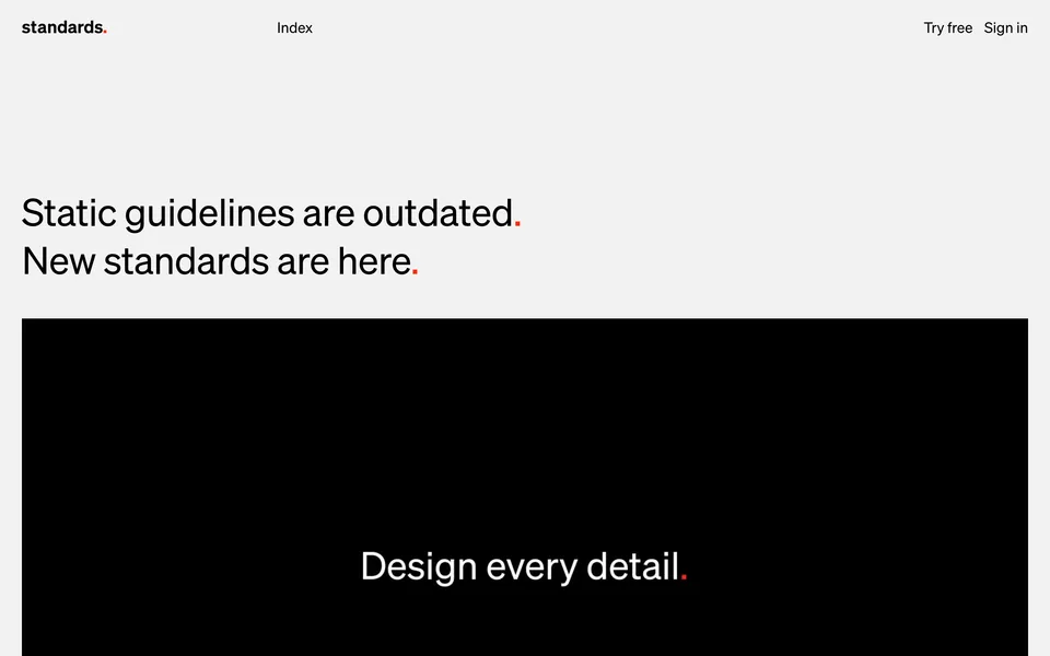 Screenshot of Standards