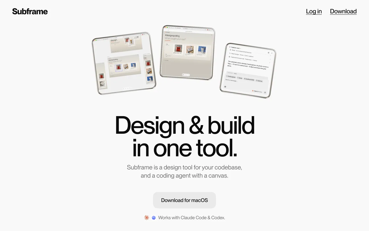 Screenshot of the Subframe website (subframe.com)