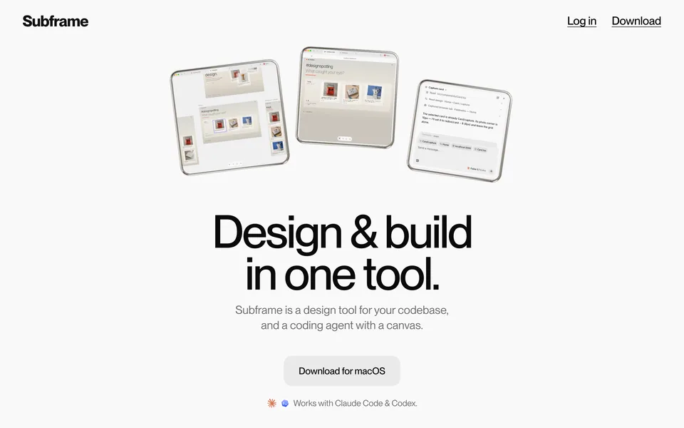 Screenshot of the Subframe website (subframe.com)