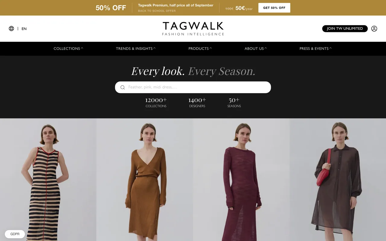 Screenshot of the Tagwalk website (tag-walk.com)