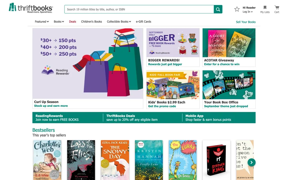 Screenshot of ThriftBooks