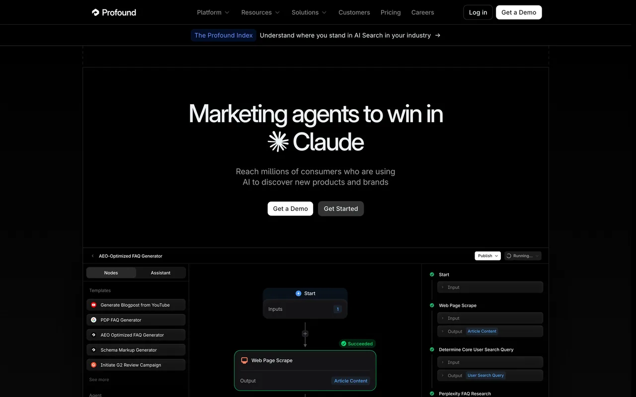 Screenshot of the Profound website (tryprofound.com)