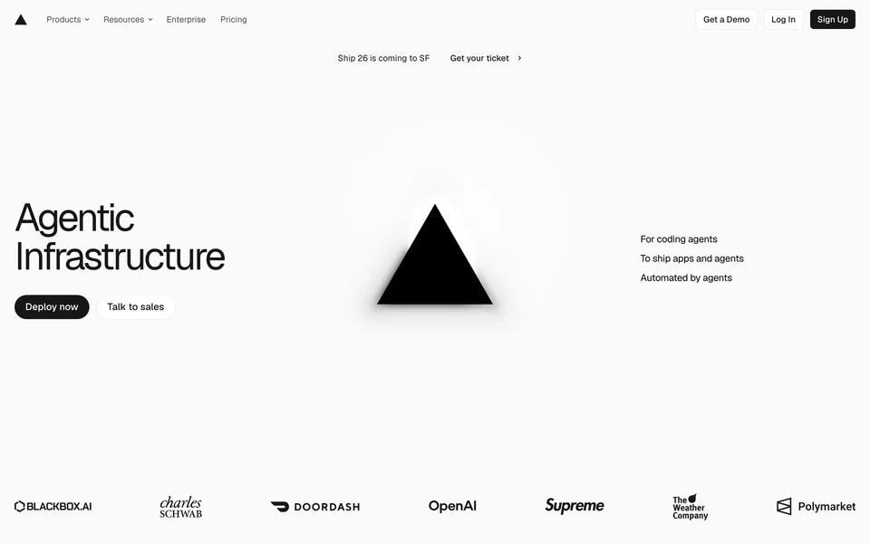 Screenshot of the Vercel website (vercel.com)