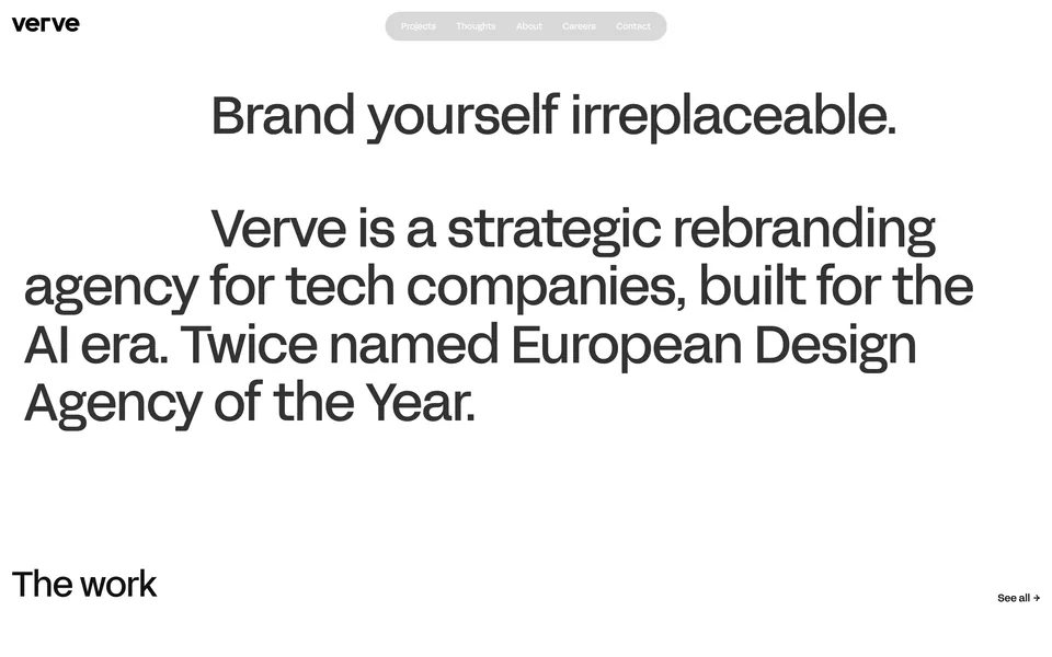 Screenshot of the Verve website (verveagency.com)