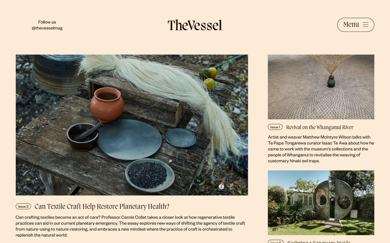Screenshot of the The Vessel website (vessel-magazine.no)