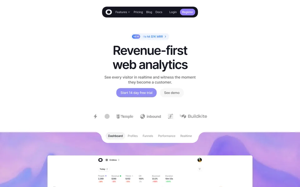 Screenshot of the Visitors website (visitors.now)