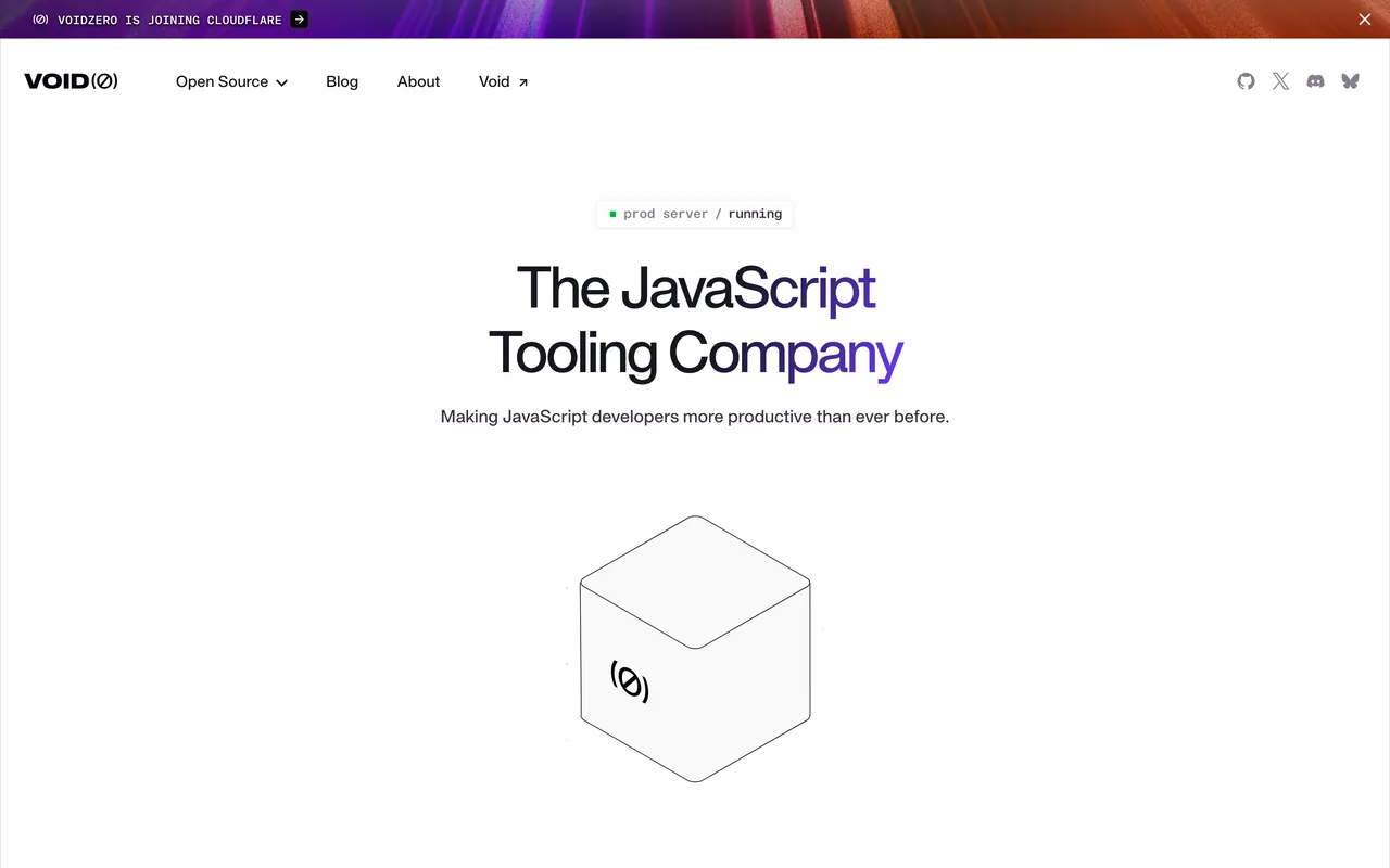Screenshot of the VoidZero website (voidzero.dev)
