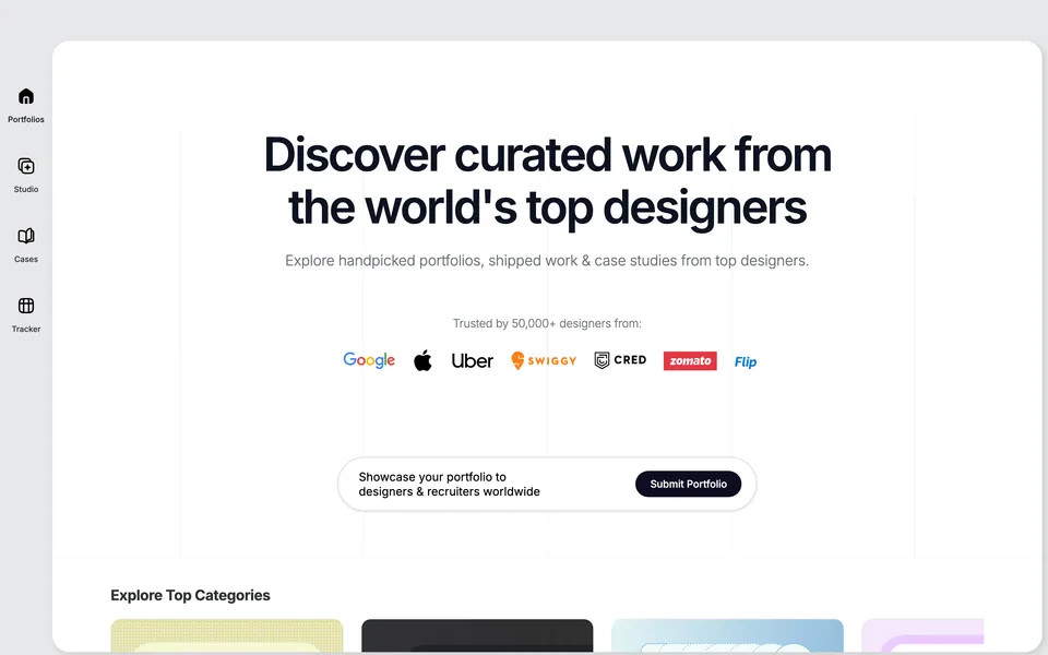 Screenshot of the Wall of Portfolios website (wallofportfolios.in)