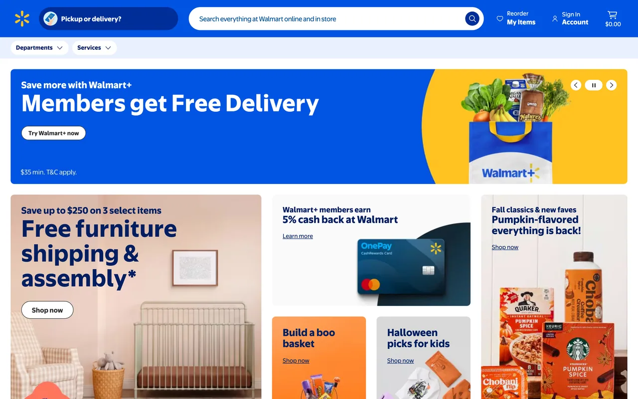 Screenshot of the Walmart website (walmart.com)