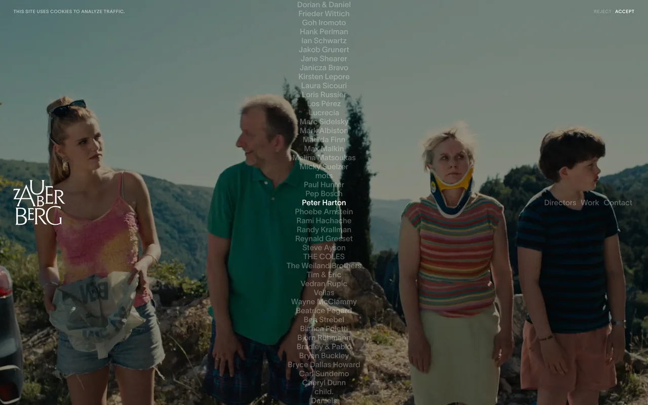 Screenshot of the Zauberberg website (zauberbergproductions.com)